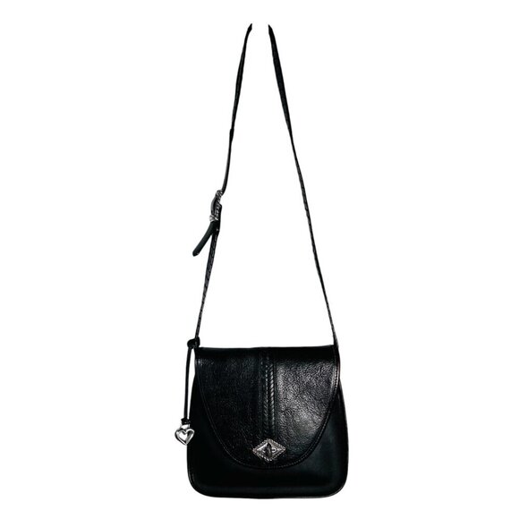 Brighton Collection 90s Turn Lock Shoulder Crossbody Handbag Leather Black - Picture 2 of 9
